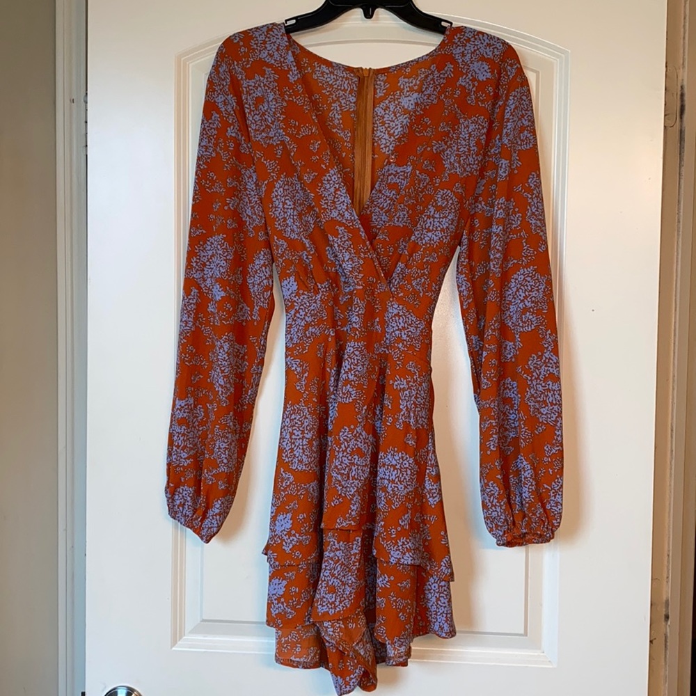 Small red & blue long sleeve romper